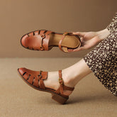 Zapatos de pescador de diseñador, sandalias de gladiador auténticas, suaves, retro, con velcro grueso